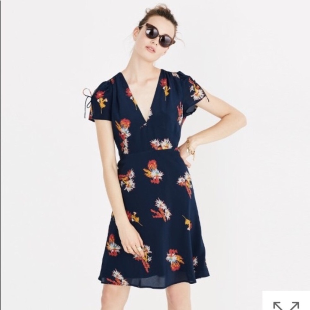 MADEWELL Silk Poppy Dress in Cactus Flower